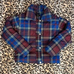 Forever 21 Red and Blue Plaid Puffer Jacket